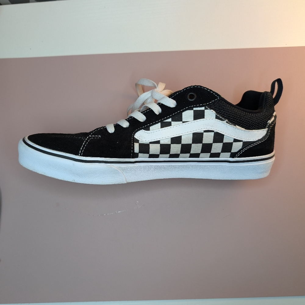 Vans Men's Black and White Checkered Sneakers - size 12